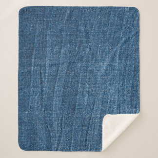 Manta Sherpa Textura de Denim Azul: Jeans Clásicos.