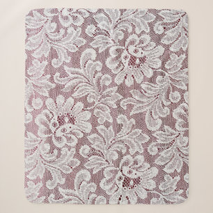 Manta Sherpa Textura de encaje fino y elegante blanco con bea s