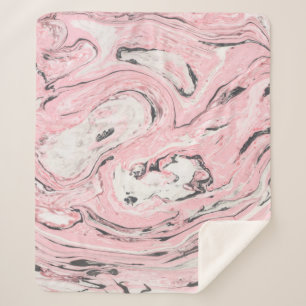 Manta Sherpa Textura de mármol rosa y negro. Bac abstracto mode