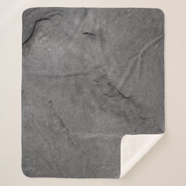 Manta Sherpa Textura de piedra gris en blanco y negro (Anverso)
