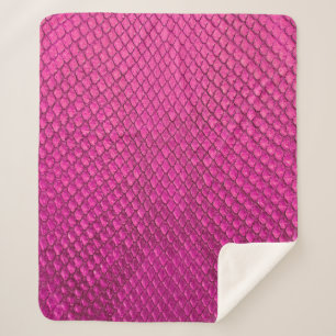 Manta Sherpa Textura de piel de serpiente de pitón rosa