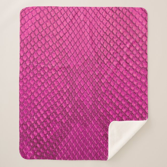 Manta Sherpa Textura de piel de serpiente de pitón rosa (Anverso)