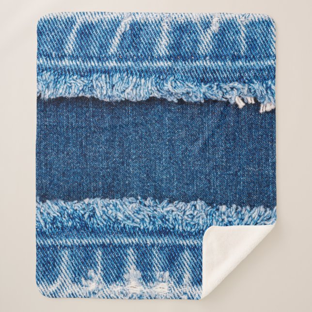 Manta Sherpa Textura de tela de vaqueros de denim azul (Anverso)