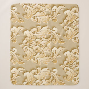 Manta Sherpa Textura elegante del patrón de damasco de época