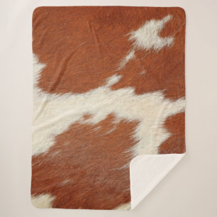 Manta Sherpa Textura piel de vaca marrón y blanco