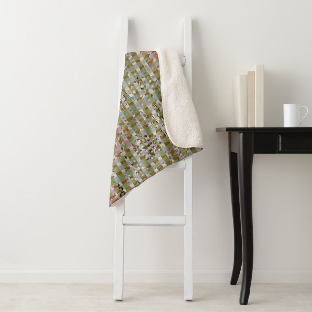 Manta Sherpa Textured Pointillism Grid Pattern Artwork (In situ)