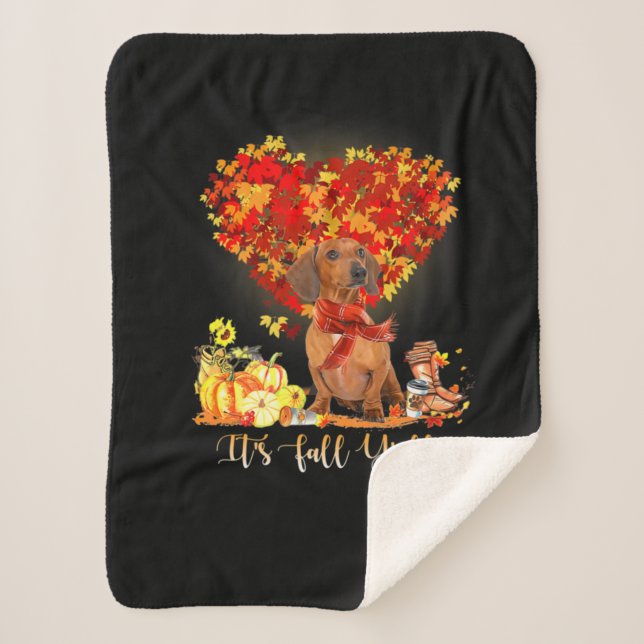 Manta Sherpa Thanksgiving It's Fall Y'all Dachshund (Anverso)