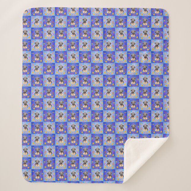 Manta Sherpa Thatch Border Terrier patchwork Pattern (Anverso)