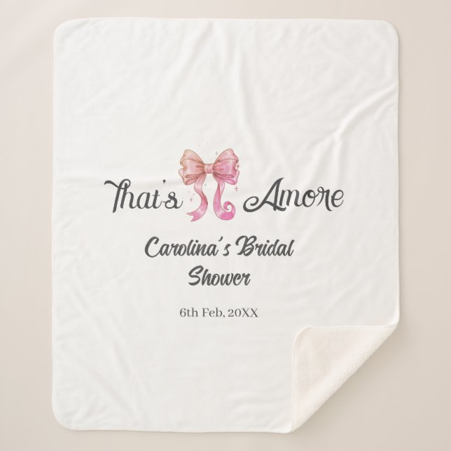 Manta Sherpa that's amore bridal shower pink retro bow boho nam (Anverso)