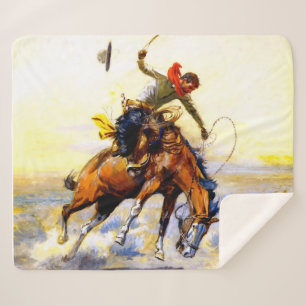 Manta Sherpa “The Bucker” Arte Occidental de Charles M Russell