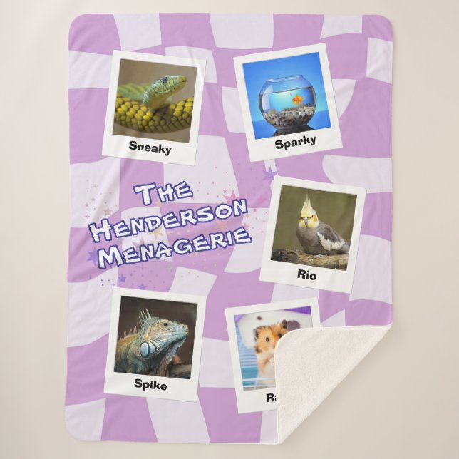 Manta Sherpa The Family Menagerie – Custom 5-Pet Photo Design (Anverso)