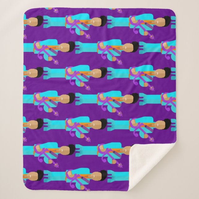 Manta Sherpa The Purple Pixie – Patterned Sherpa Blanket (Anverso)