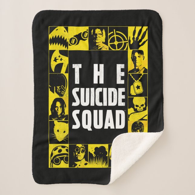 Manta Sherpa The Suicide Squad | Yellow & Black Icon Blocks (Anverso)