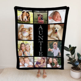 Manta Sherpa Tía 10 Collage de fotos negro