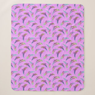 Manta Sherpa Tie Dye Pink Marine Animals Delphins Marlins