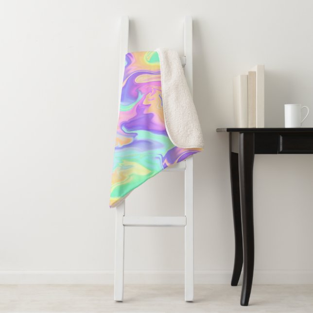 Manta Sherpa Tie Dye Swirl Marble Retro Groovy (In situ)