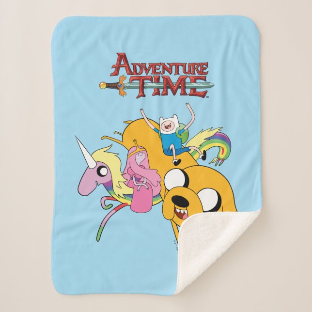 Manta Sherpa Tiempo de aventura | Dama, Bubblegum, Finn y Jake (Anverso)