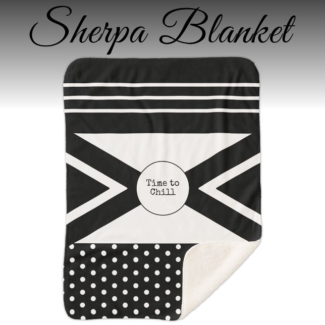 Manta Sherpa Tiempo de cortar el blanco y negro (Subido por el creador)