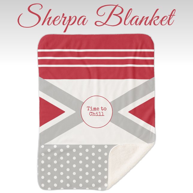 Manta Sherpa Tiempo de cortar rojo y gris (Subido por el creador)