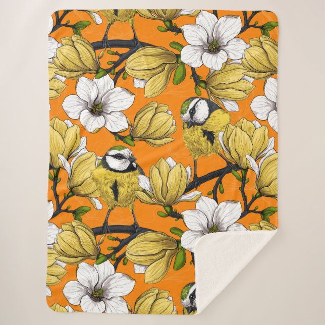 Manta Sherpa Tiempo de primavera en amarillo (Anverso)