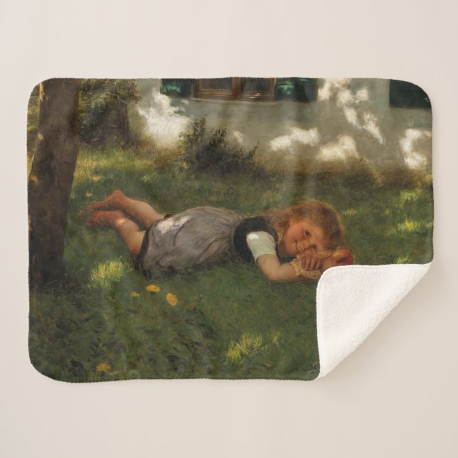 Manta Sherpa Tiempo de refrigerio (Chica joven dulce que yace e (Anverso (horizontal))