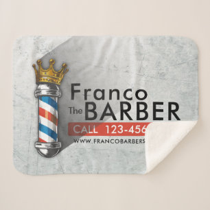 Manta Sherpa Tienda de peinado de barbero Rey Corona Poste de b