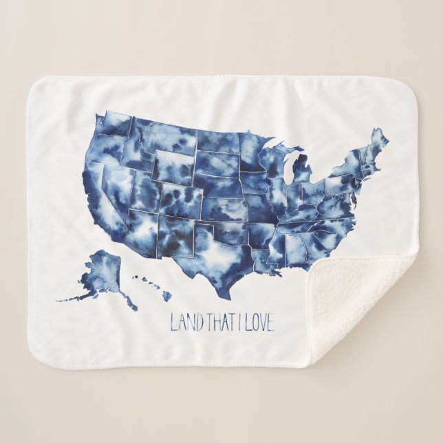 Manta Sherpa Tierra que amo - Mapa de Estados Unidos (Anverso (horizontal))