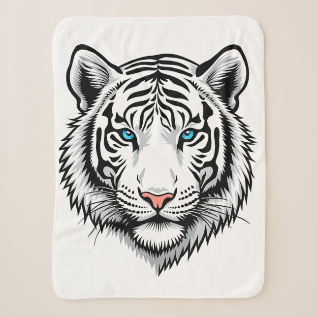 Manta Sherpa Tigre blanco con ojos azules (Anverso)