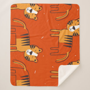 Manta Sherpa Tigres coloridos con decoración de dibujos a mano