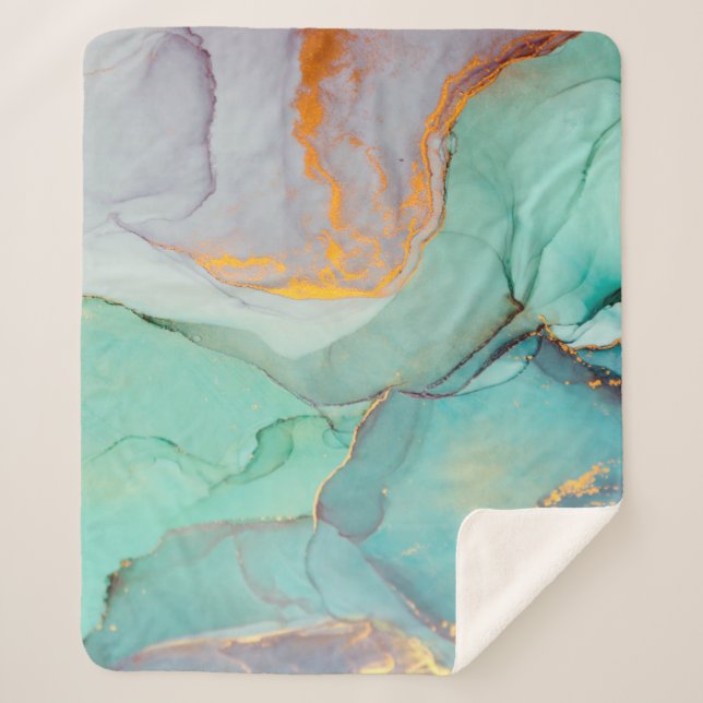 Manta Sherpa Tinta, pintura, abstracto. Cierre de la pintura. C (Anverso)