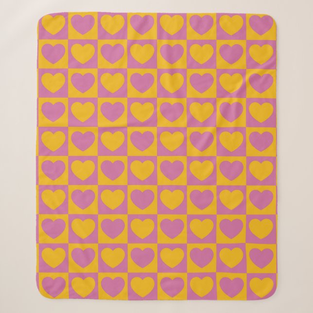 Manta Sherpa Tiny hearts chess grid seamless pattern. Cute litt (Anverso)