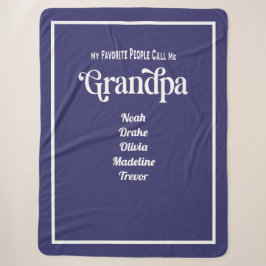 Manta Sherpa Tipografía Azul Moderna Abuelo Favorito