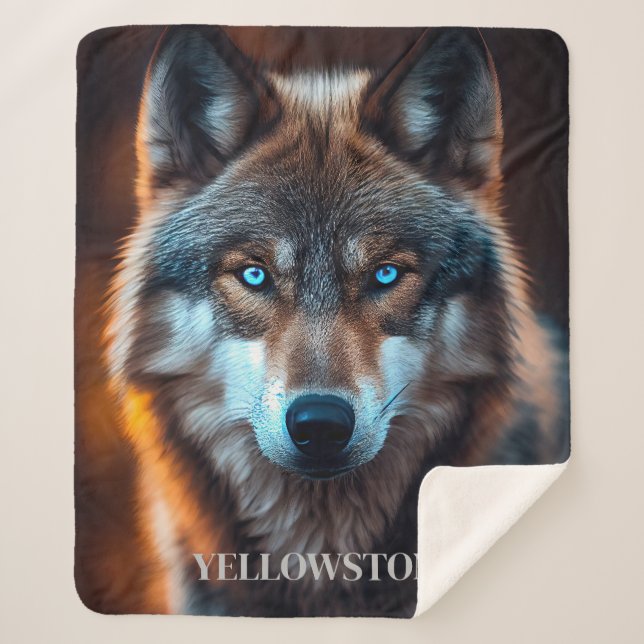 Manta Sherpa Tira de yellowstone Wolf Sherpa Blanket (Anverso)