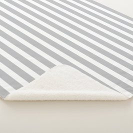 Manta Sherpa Tiras En Gris Y Blanco