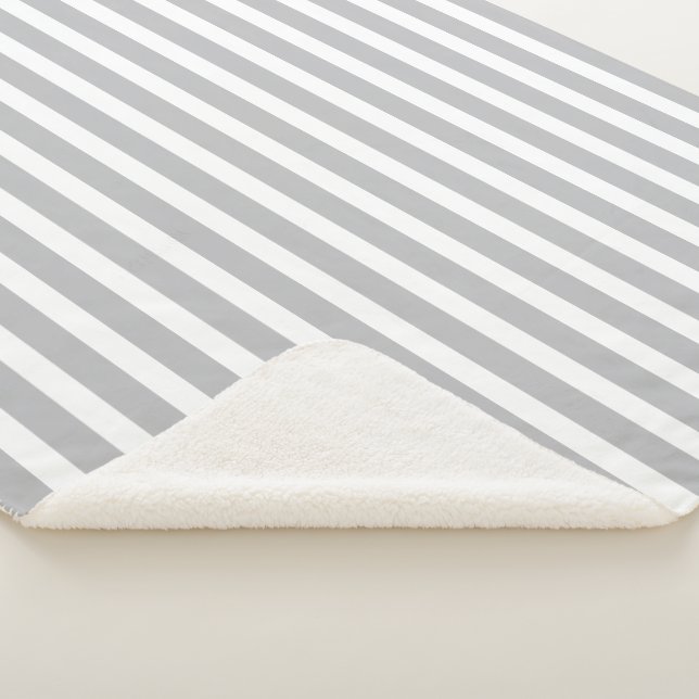 Manta Sherpa Tiras En Gris Y Blanco (3/4)