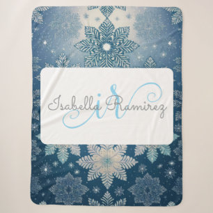 Manta Sherpa Tirrinia Snowflake Pattern con monograma y nombre