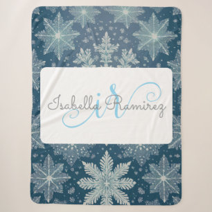 Manta Sherpa Tirrinia Snowflake Pattern con monograma y nombre