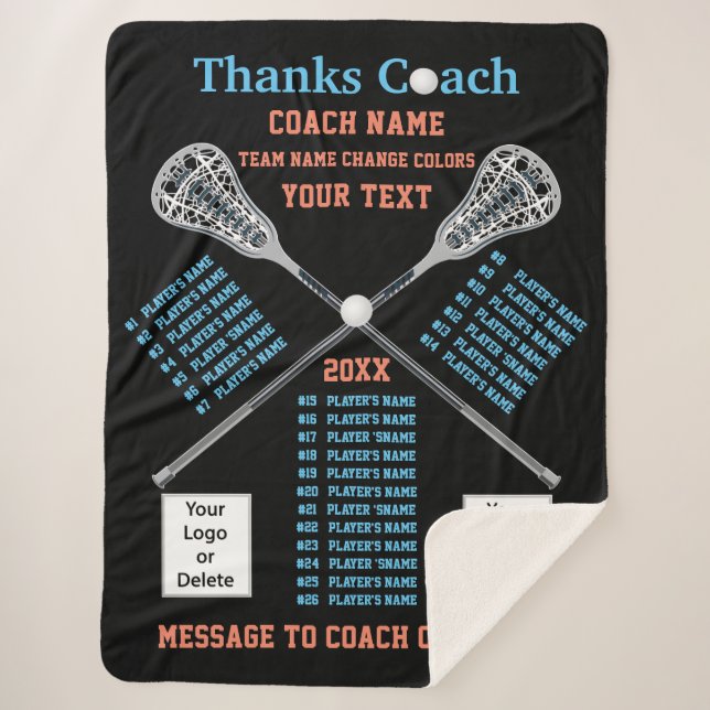 Manta Sherpa Todos los nombres del jugador el entrenador Lacros (Anverso)