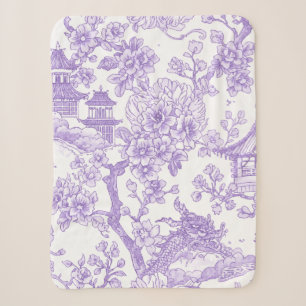 Manta Sherpa Toile de Chinoiserie Púrpura Dragón Flor de Cerezo