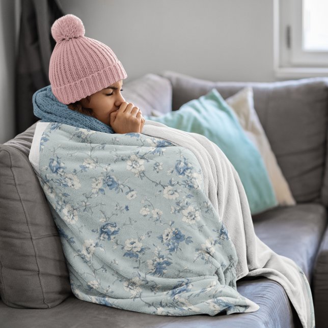 Manta Sherpa Toile De Jouy Peonies (Toile De Jouy Peonies Sherpa Blanket)