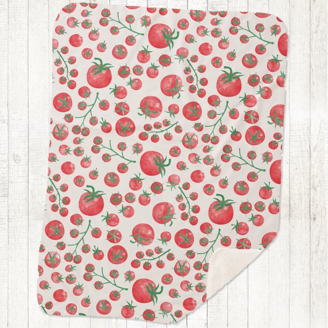 Manta Sherpa Tomato Watercolor Pattern (Fun Mediterranean summer watercolor tomato pattern sherpa blanket)