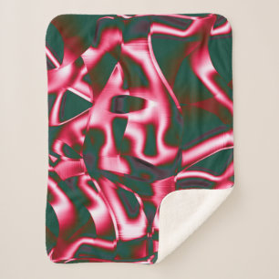 Manta Sherpa Tonos rojos en cintas abstractas en cian oscuro