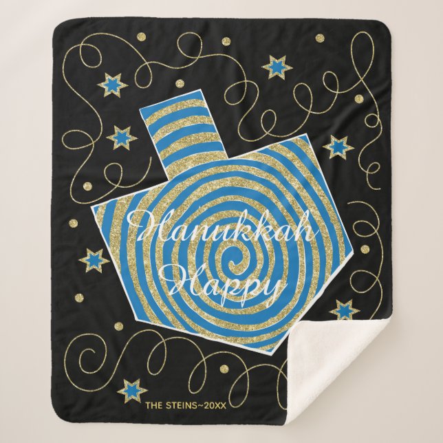 Manta Sherpa Tornillo Dreidel Sherpa Hanukkah Blanket/Medium (Anverso)
