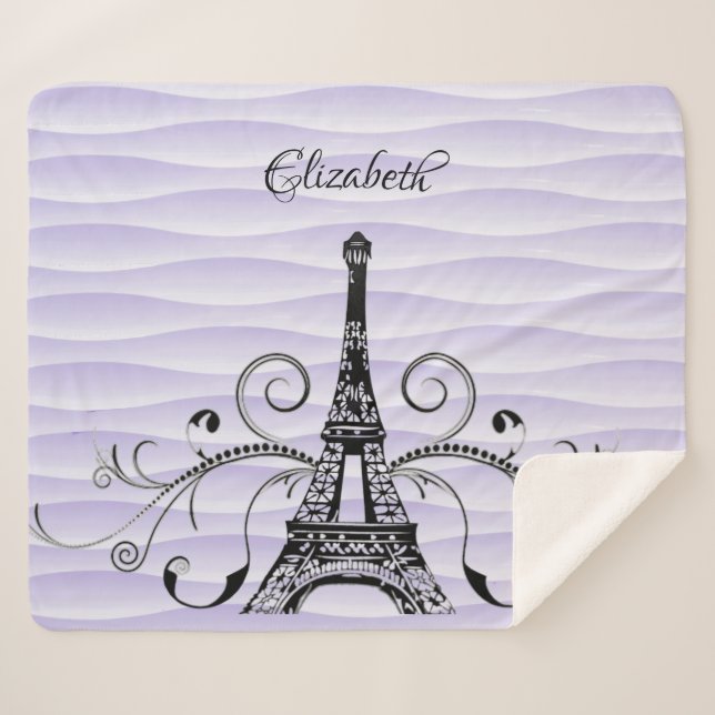 Manta Sherpa Torre Eiffel Púrpura Sherpa Blanket (Anverso (horizontal))