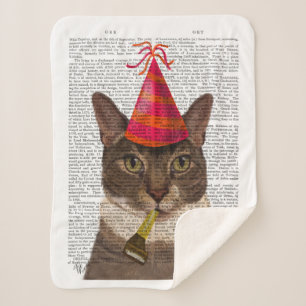 Manta Sherpa Tortoiseshell Cat con Gorra Fiesta