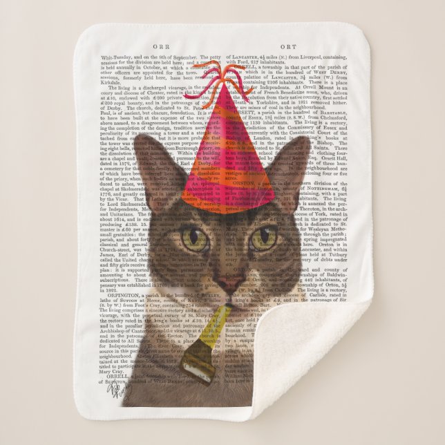 Manta Sherpa Tortoiseshell Cat con Gorra Fiesta (Anverso)