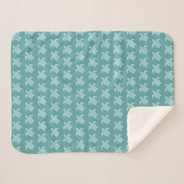 Manta Sherpa Tortuga bebé con estampado azul (Anverso (horizontal))