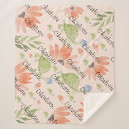 Manta Sherpa Tortuga de bebé acuarela pintada a mano