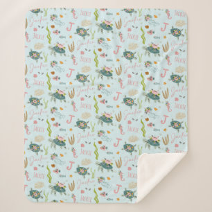Manta Sherpa Tortuga de bebé personalizada 50 x 60