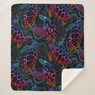 Manta Sherpa Tortuga marina psicodélica: Boho Ocean